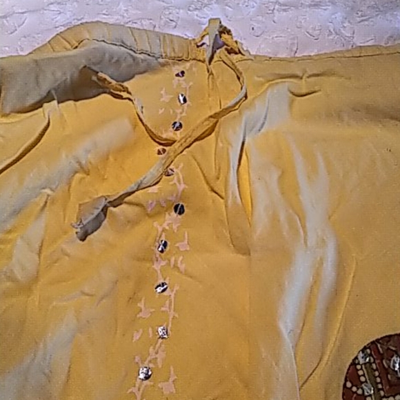 Long drawstring yellow elephant skirt - Picture 3 of 4